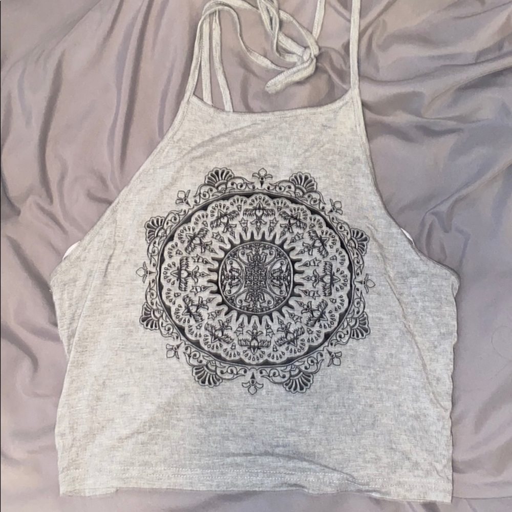Grey halter crop top. Size L